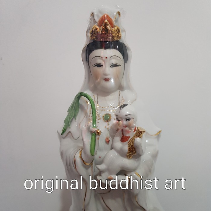 CODES0X-61 patung dewi kwan im gendong anak keramik 16 inch