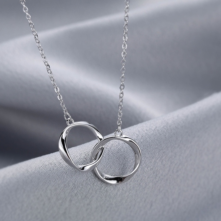 Circle Double Ring Necklace Accessories Simple Versatile  Clavicle Chain Trendy