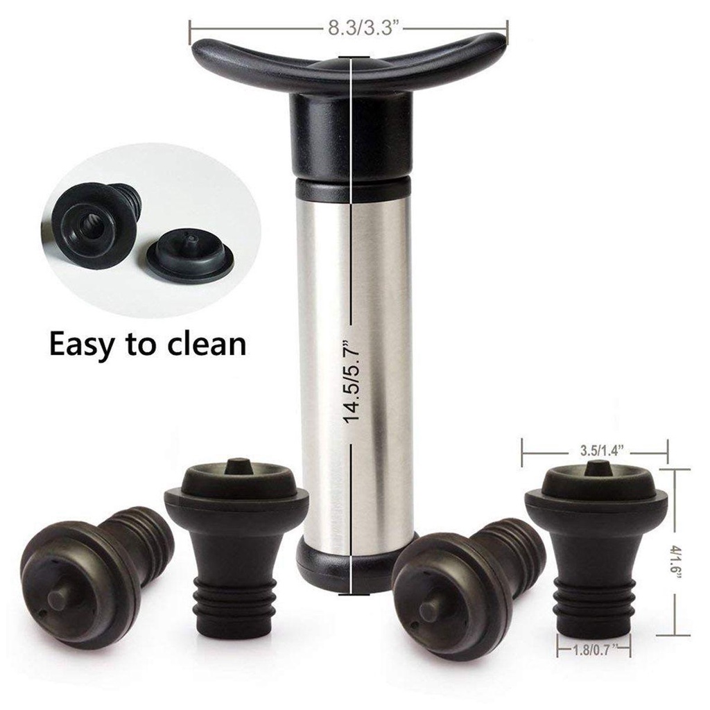 [Elegan] Wine Stopper Set Reusable Stainless Steel Menjaga Anggur Segar Sealing Preserver Household Aerator