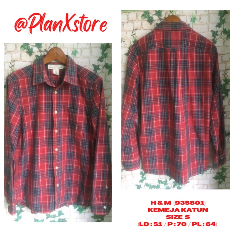 H&M (935801) KEMEJA WARNA MAROON ABU PRELOVED TERJANGKAU