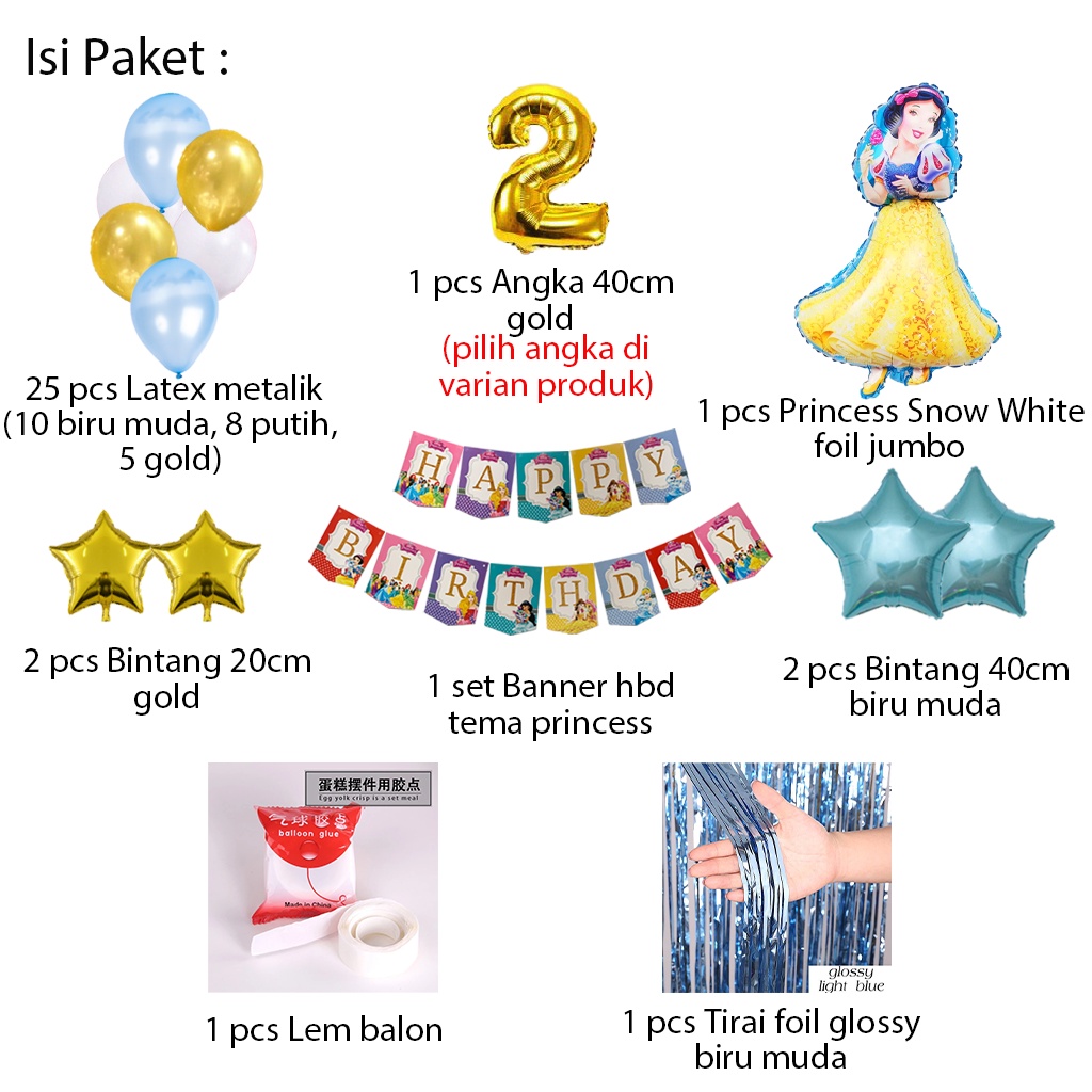 [PAKET] BIRTHDAY Set BANNER PRINCESS CURTAIN Dekorasi Pesta Ulang Tahun Anak