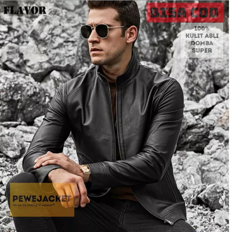 JAKET PRIA KULIT ASLI DOMBA SUPER /JAKET PRIA KULIT DOMBA ORIGINAL GARUT MODEL CASUAL WARNA HITAM