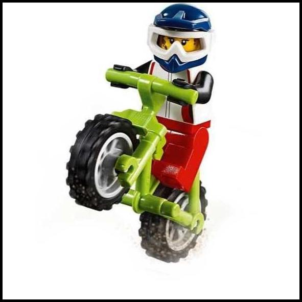 Lego 60202 - Female Biker Minifigure With Bike - Part Out