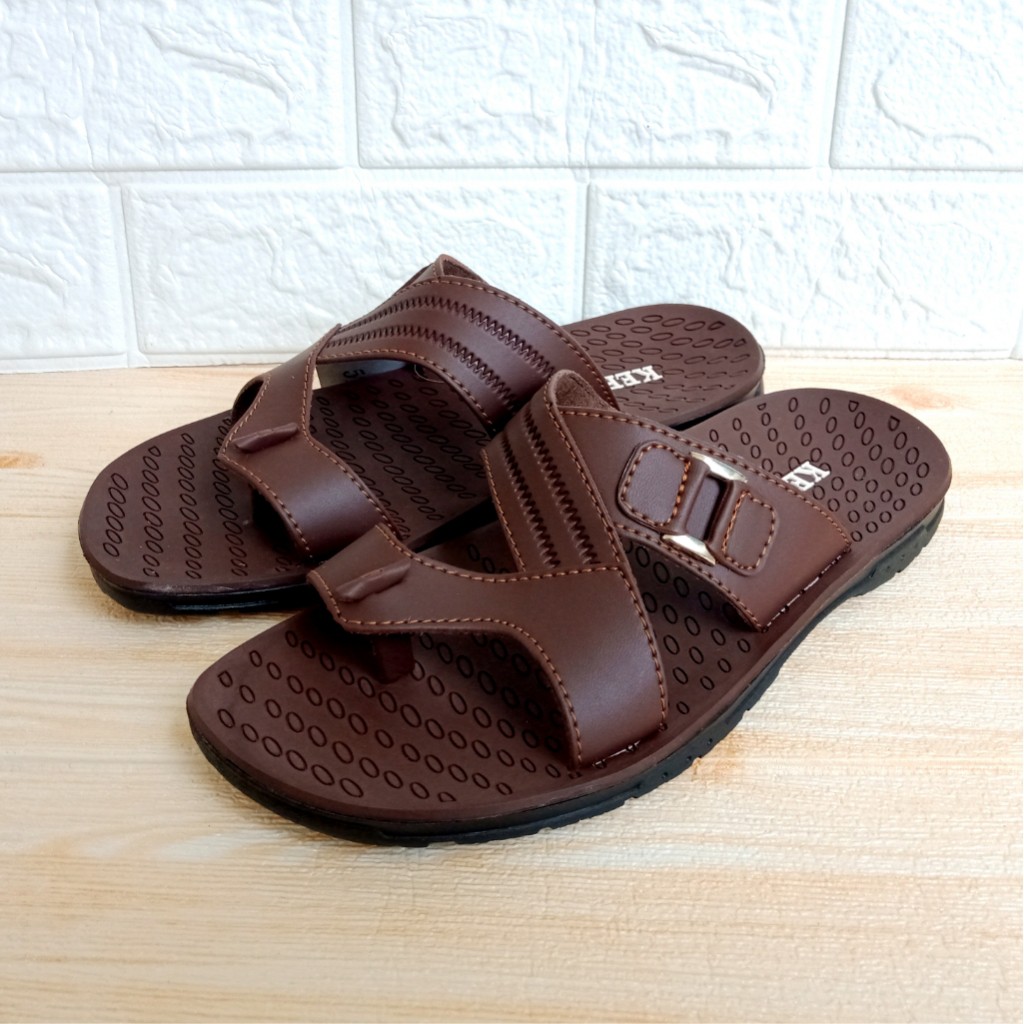 Sandal Pria Coopers F58 Selop Jempol Sol Lentur Size 38-42 Krem Coklat