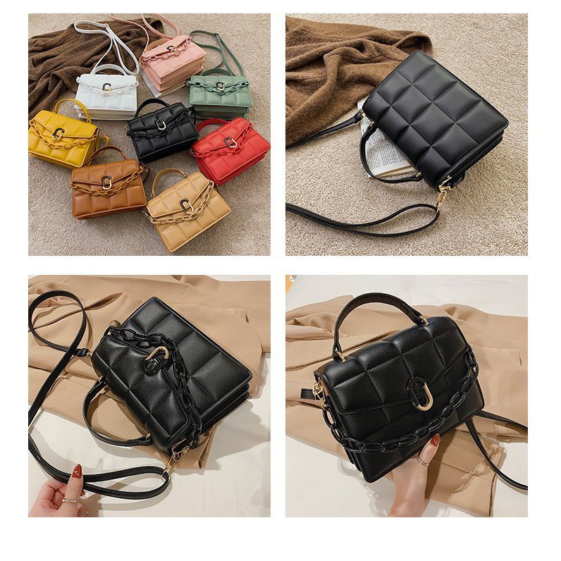 BJ81754 - BLACK/BROWN/KHAKI/PINK/RED/WHITE - TAS SLEMPANG RANTAI IMPORT TAS WANITA FASHION IMPORT MODIS ELEGAN TERMURAH TERLARIS TERBARU BAGSTORE JAKARTA TAS BATAM GT1754 CR7461