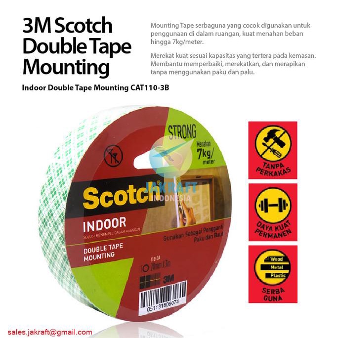 

(BISA COD) Double Tape Busa 3M SCOTCH 110-3A Mounting 24mm x 3Meter Strong 7Kg CUCI GUDANG Kode 576