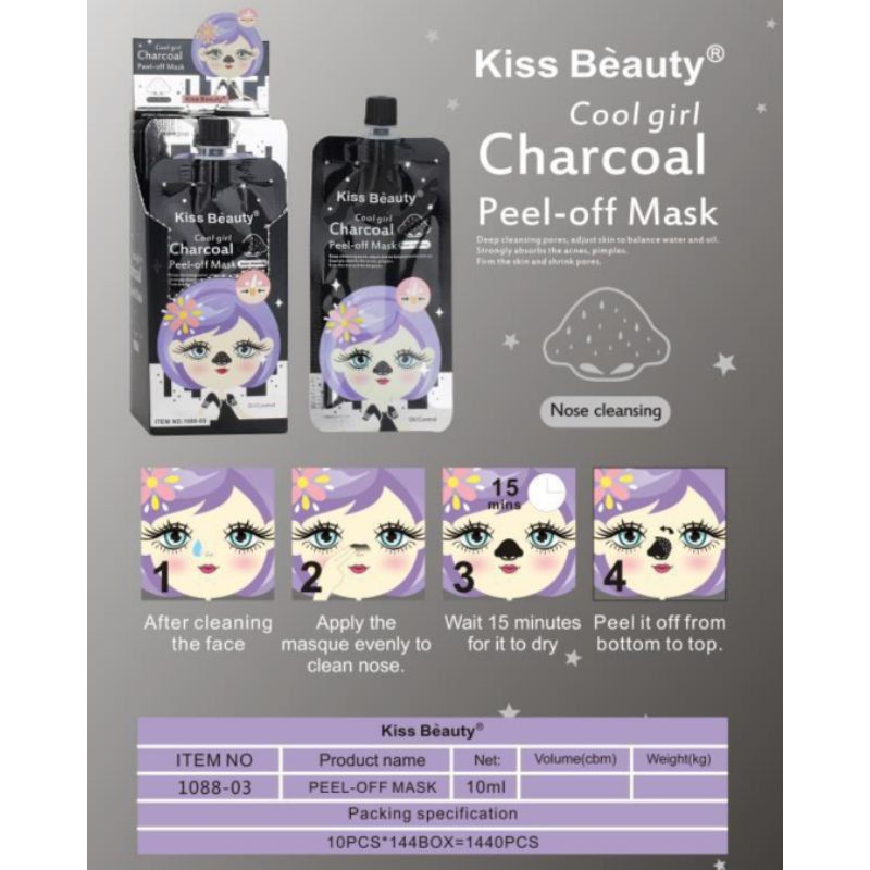 MASKER KOMEDO PEEL OFF KISS BEAUTY CARCHOL