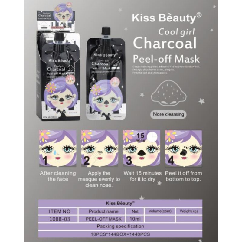 MASKER KOMEDO PEEL OFF KISS BEAUTY CARCHOL