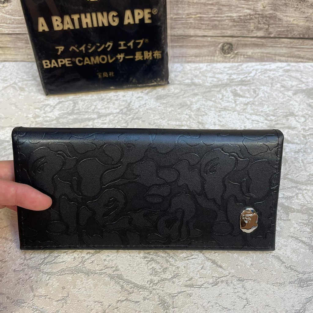 BAPE Long Wallet FREE BOX / Dompet A Bathing Ape Dompet Panjang Dompet Kulit