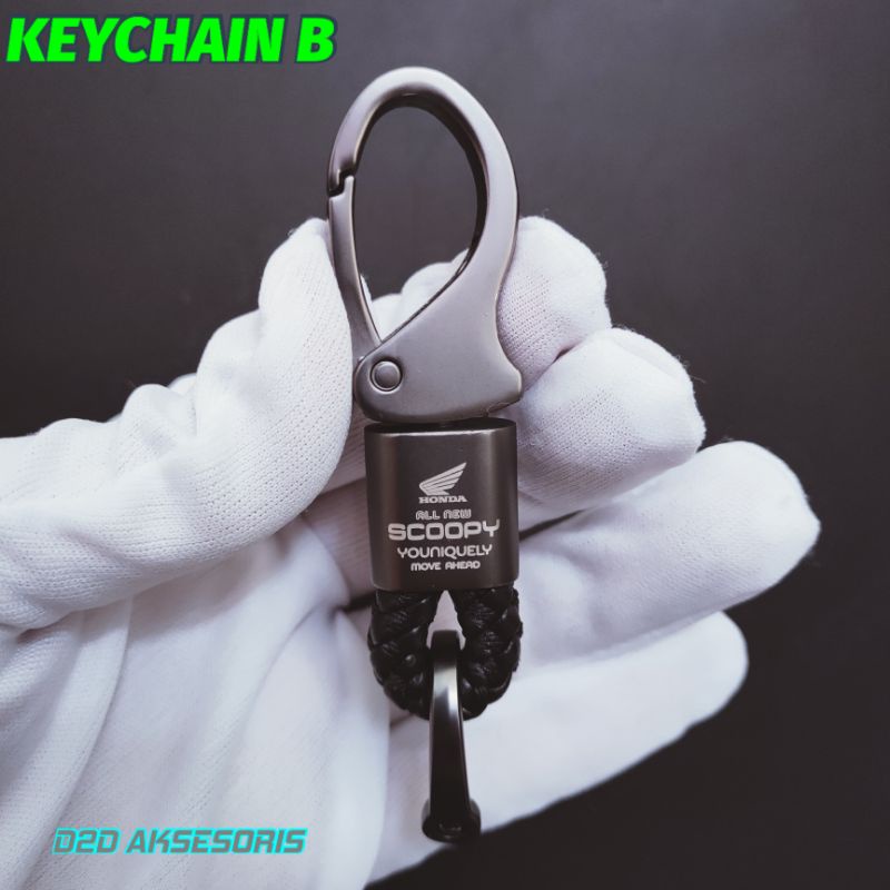 GANTUNGAN KUNCI KULIT SARUNG COVER REMOTE MOTOR HONDA SCOOPY LOGO 2021 TERBARU-4