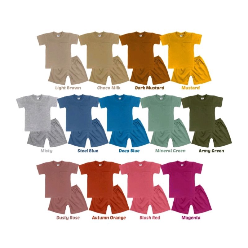 setelan polos cotton combed 100% by CR5_kids - baju anak - kaos anak - pakaian anak - kaos polos - k