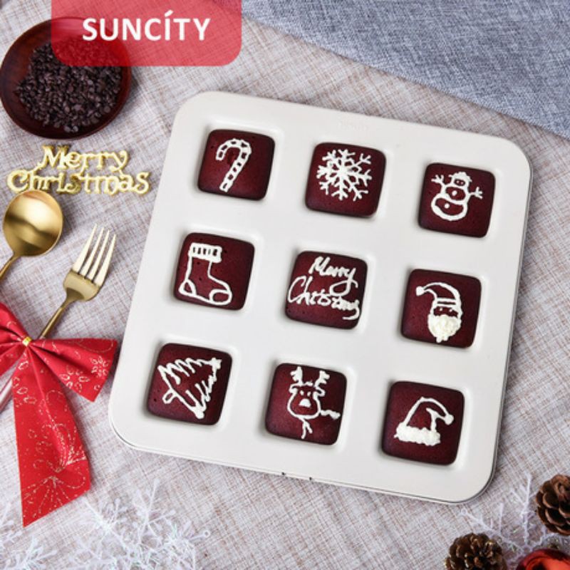 suncity Red square 9 cups cake pan / baking pan / loyang kue cookies