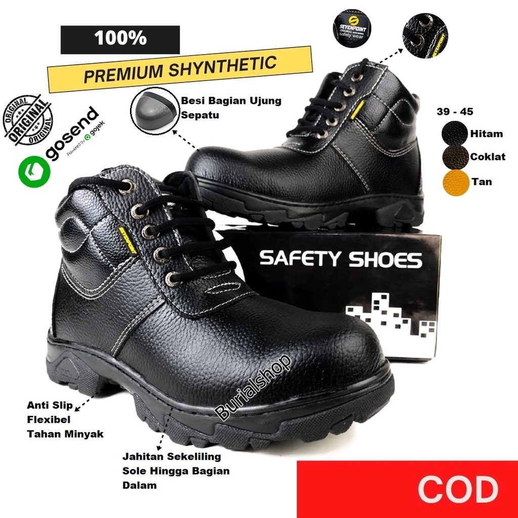 Sepatu Safety Boot Original Septi Pria Ujung Besi Sefty Shoes Septy Proyek Cowok Lapangan Terbaru BS