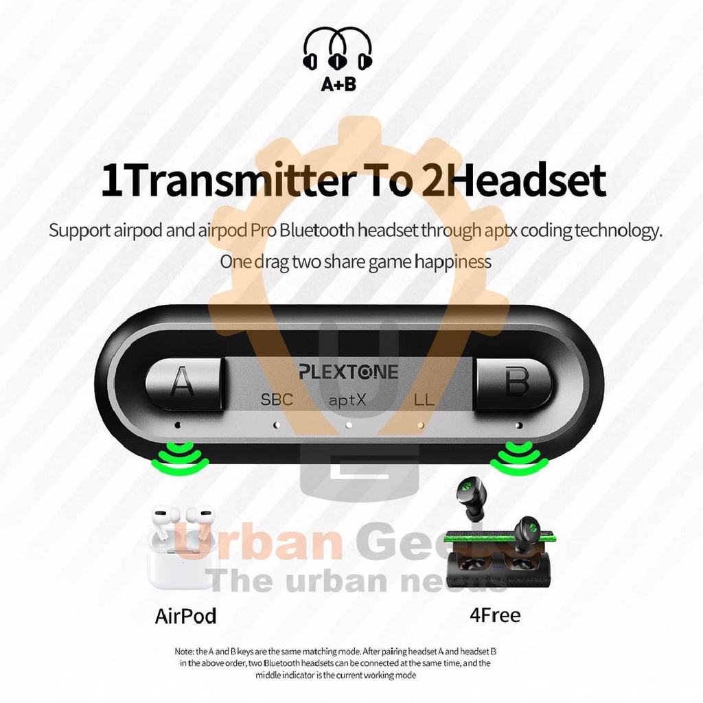 Bluetooth Audio USB Transceiver Wireless Adapter APTX Low Latency Plextone GS2