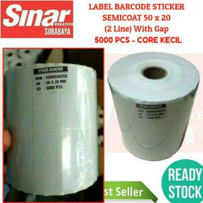 

KERTAS LABEL SEMICOAT UK 50X20 2 LINE with GAP ISI 5000