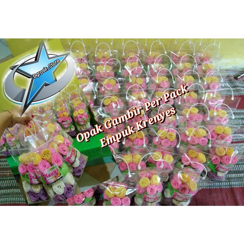 

SNACK / CAMILAN OPAK GAMBIR WARNA WARNI CAP MAWAR KRENYES