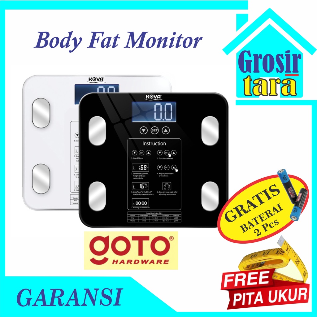 Timbangan Badan Digital GoTo Kova BMI Body Fat Mass Monitor Analysis 180 Kg