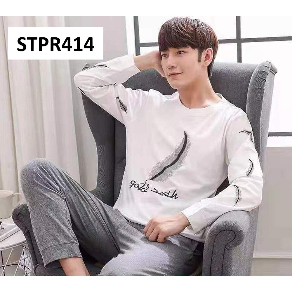 Piyama Pria Baju Tidur Pria Lengan Panjang Celana Panjang Dark Grey