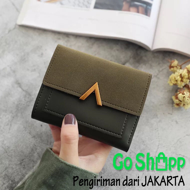 Dompet Lipat Wanita Kancing V - Dompet Kulit Wanita Import - Dompet Fashion Korea Import [PD06]