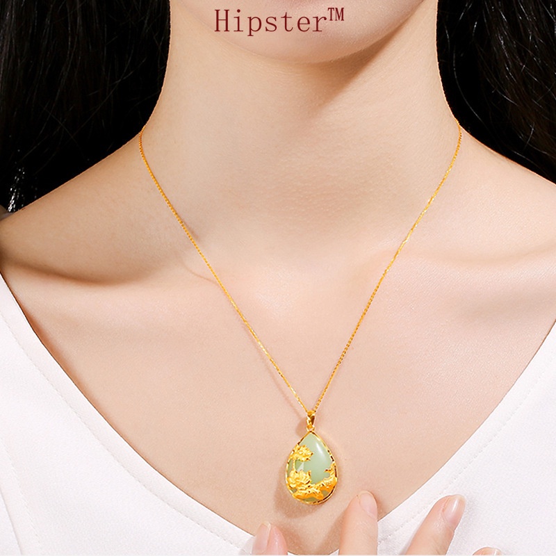 Hot Sale Fashion Luxury Natural Hotian Jade Pendant Elegant Lady Necklace