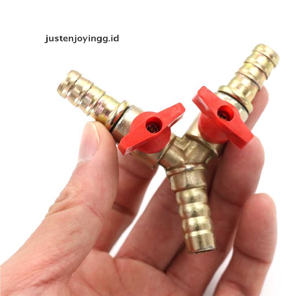 // justenjoyingg.id // 3 Way Tee Brass Y Shut off Ball Valve 3/8&quot; 10mm Barb Fuel Gas Oil / Valve Clamp  Y type brass gas tees Connector gas pipes ball valve switch 3 way Tee Y Sh