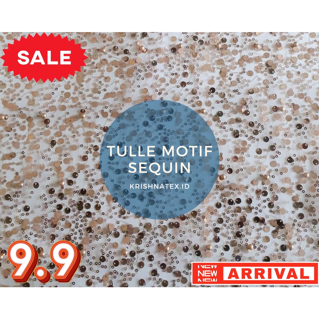 Kain Bahan Brokat Tulle Tille Tile Tule Full Payet Promo Tulle Sequin Sequence 12 Warna Rose Gold Hi