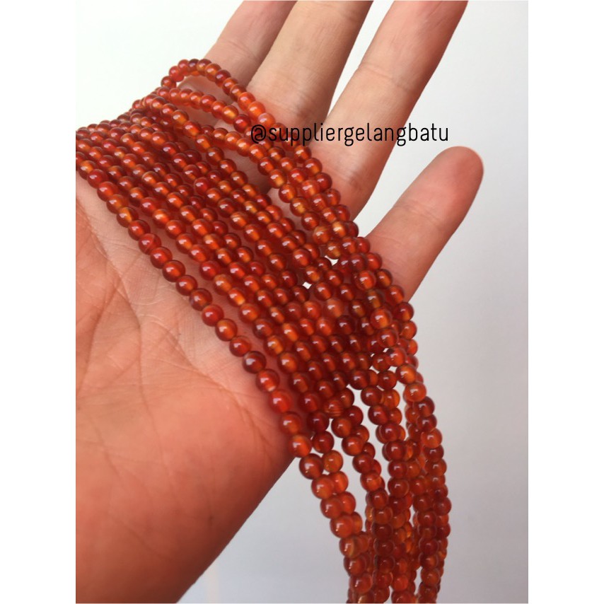 batu 4mm orange carnelian oren bahan aksesoris manik fashion kekinian supplier beads craft fashion