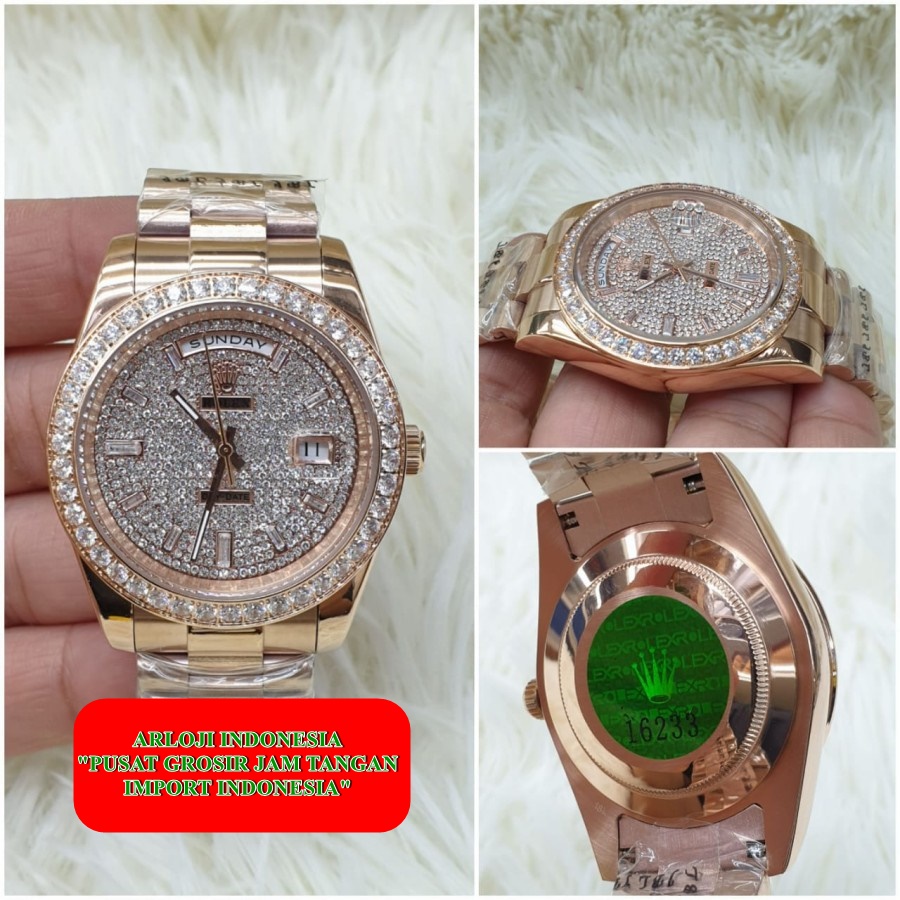 New Arrival Jam Sultan Pria Rolex Daydate Rosegold Diamond Dial Garansi 1th