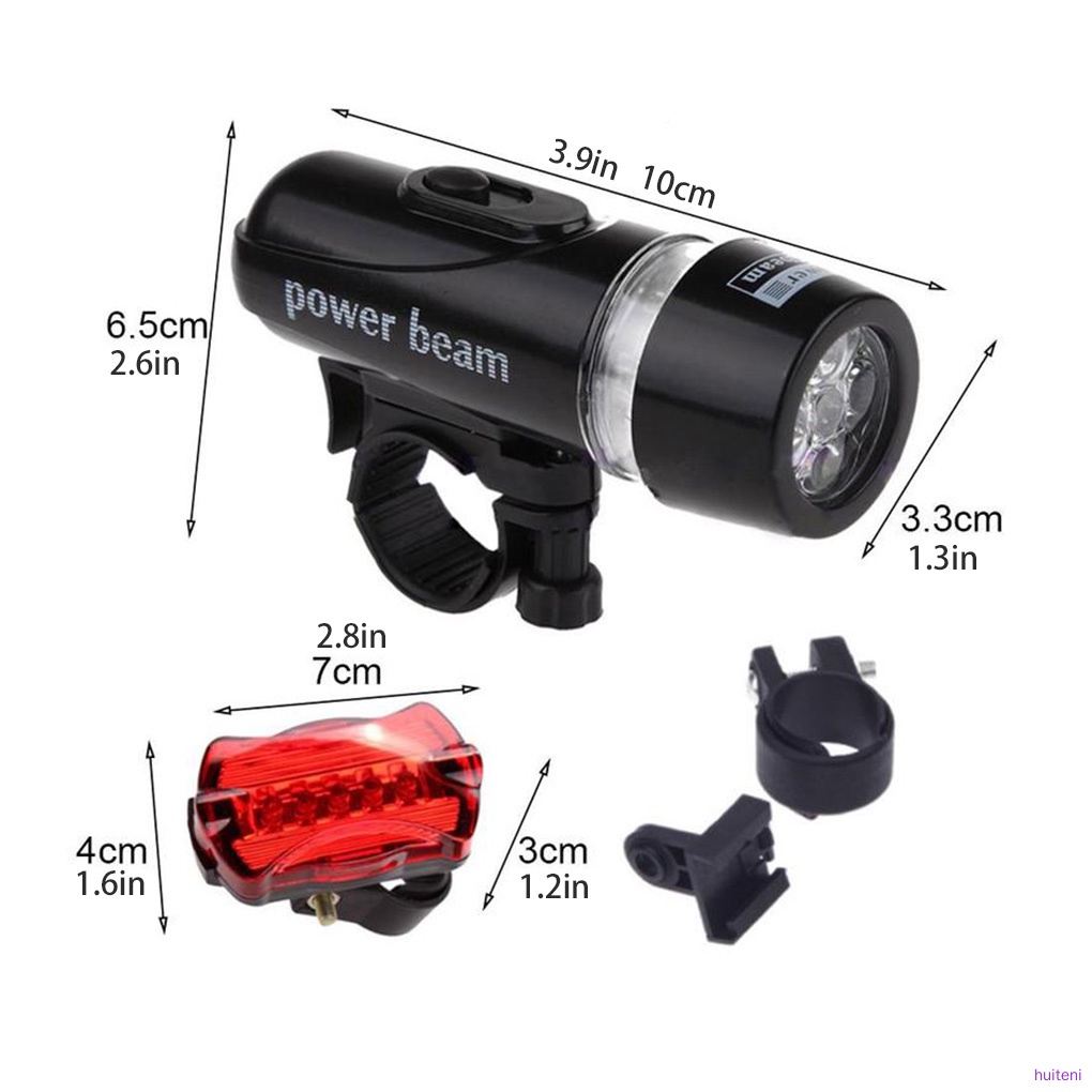 Bike Front Rear Light Set LED Headlight Flashlight Taillight Set Night Cycling Bicycle Lamp Kit huiteni