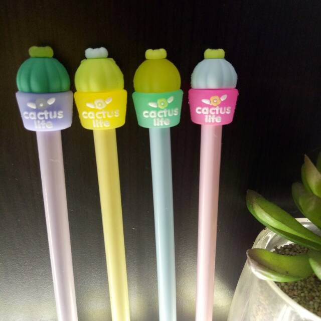 

Pulpen tinta pena Cactus life gel ink pen unik lucu