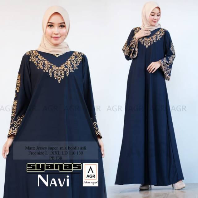 Gamis abaya bordir jumbo xxl xxxl  ld 110 120 130