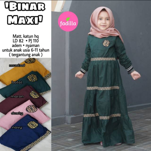 DRESS ANAK/BINAR MAXI/LAVA MAXY/LEVIX MAXY/BUSANA MUSLIM ANAK