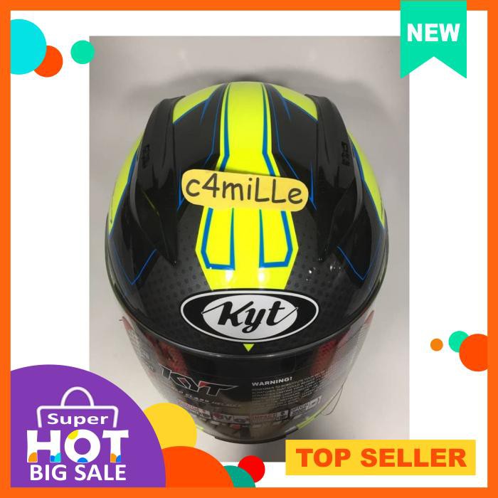 Helm Kyt Rc 7 Motif #16 Yellow Fluo Gun Metal Black Full Face Rc7