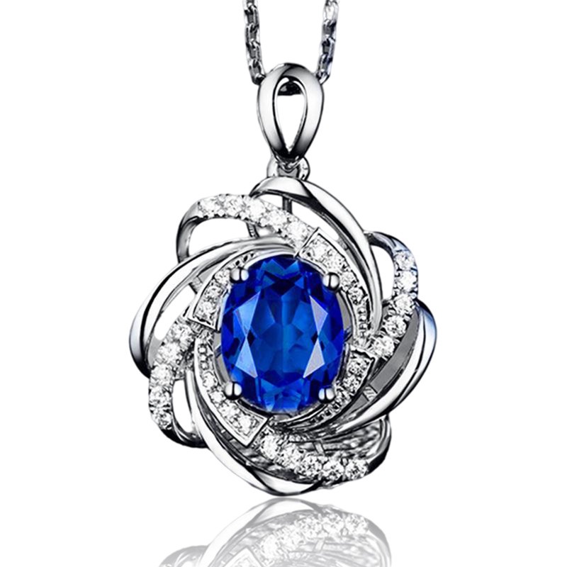 Kalung 925 Sterling Silver Gold 18k Dengan Liontin Bunga Topaz Sapphire Citrine Untuk Pernikahan