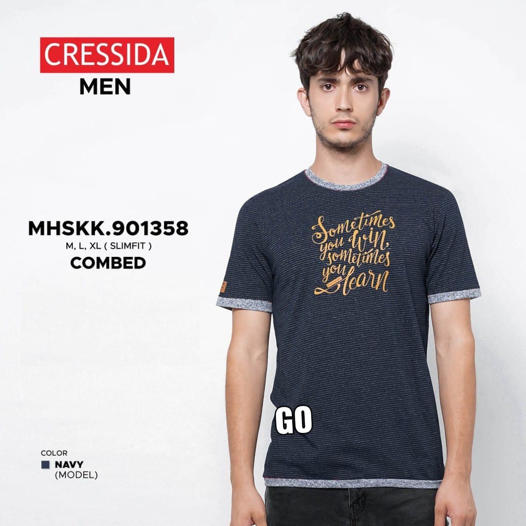 gof CRESSIDA KAOS Pakaian Pria Atasan Kaos Oblong Casual Santai Slimfit Lengan Pendek Original Brand