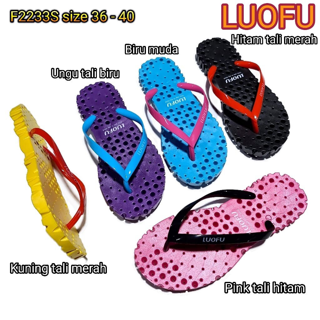 jelly sandal wanita jepit luofu sendal cewek karet japit import 2233s