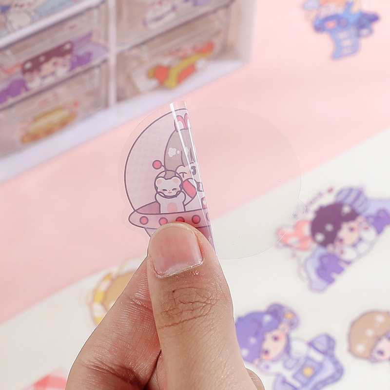 40pcs Stiker Motif Kartun Luar Angkasa Untuk Dekorasi Scrapbook DIY