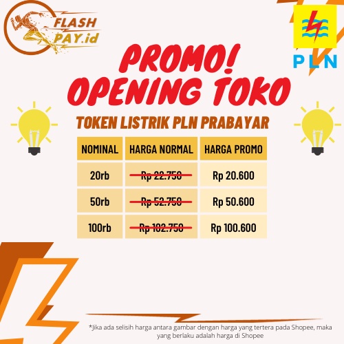 PROMO Token Listrik Prabayar PLN Murah | 20rb, 50rb, 100rb
