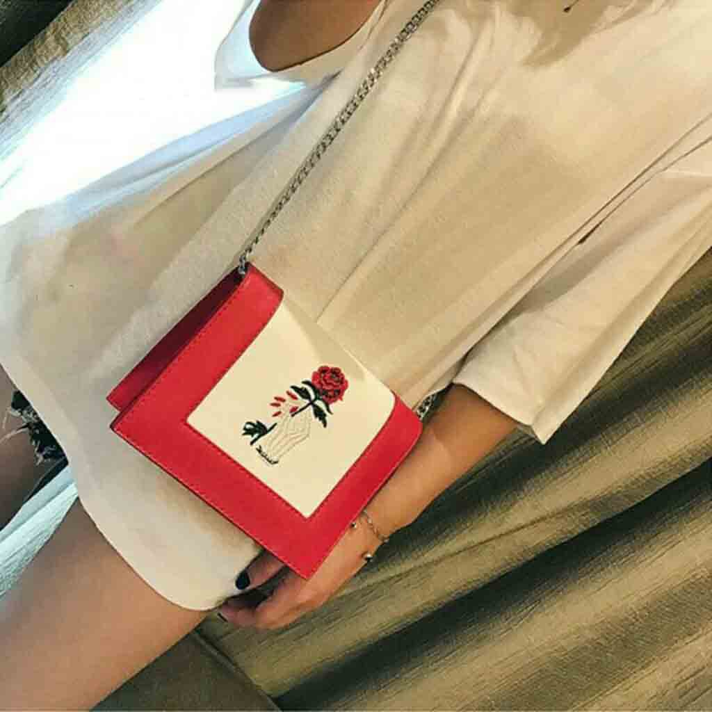 GRATIS ONGKIR    tas slempang slingbag fashion mawar red red rose    TERBARU