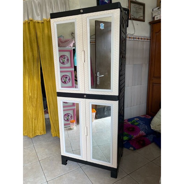 LEMARI Plastik AQUOSE DIVA FULL KACA susun 4 [KHUSUS KIRIM CARGO]