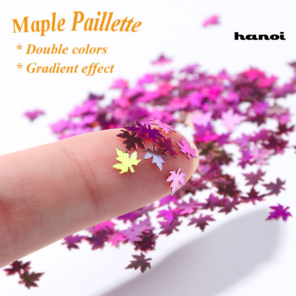 Hn- Sequin Glitter Bentuk Daun Maple Warna Gradasi Untuk Dekorasi Nail Art