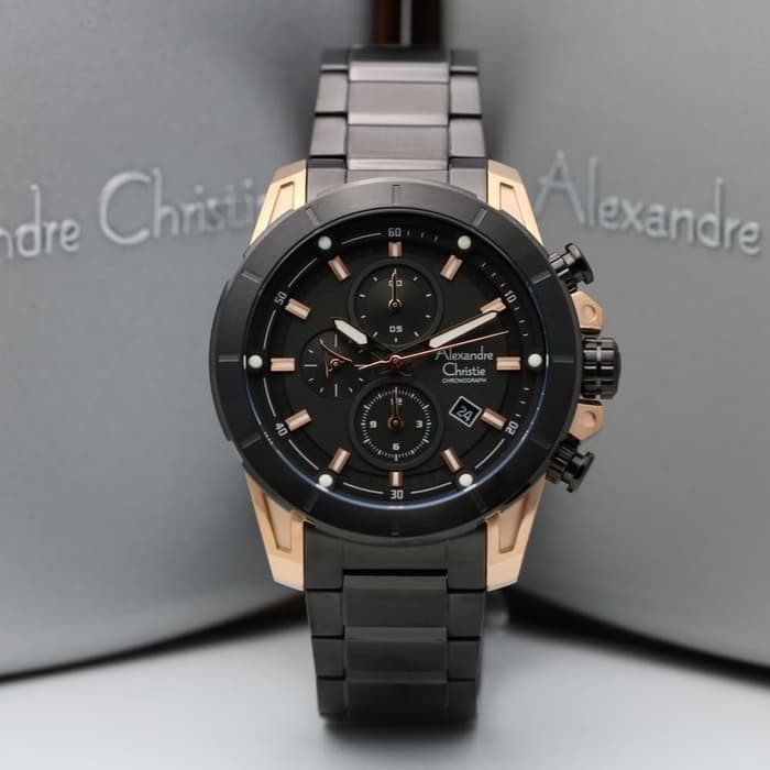 JAM TANGAN PRIA ALEXANDRE CHRISTIE AC 6522 ROSEGOLD BLACK ORIGINAL GARANSI RESMI 1 TAHUN