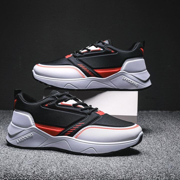(HARGA SPESIAL) Larocking - Raptor Hitam Merah | Sepatu Sneakers Running Gym Shoes