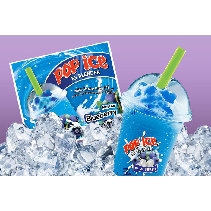 @10pcs Pop Ice Aneka Rasa Minuman Es Blender 25gr Murah Blue Berry BlueBerry @1renceng