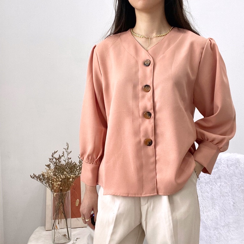 YOOMI Blouse Puffed Korean Atasan Cuffed Sleeve 0315 121