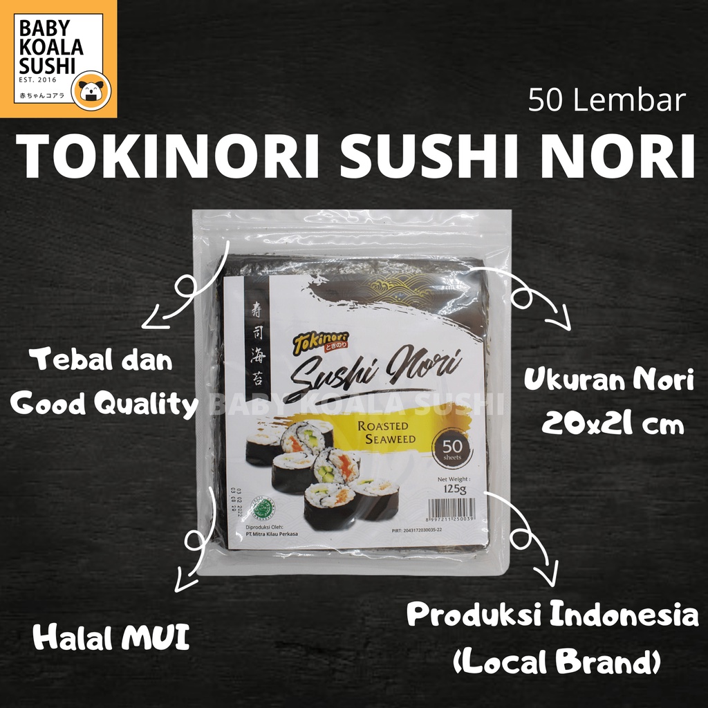 TOKINORI Sushi Nori 50 S Halal │ Yakinori Lokal for Sushi Kimbab/ Gimbab │ Lembar Rumput Laut