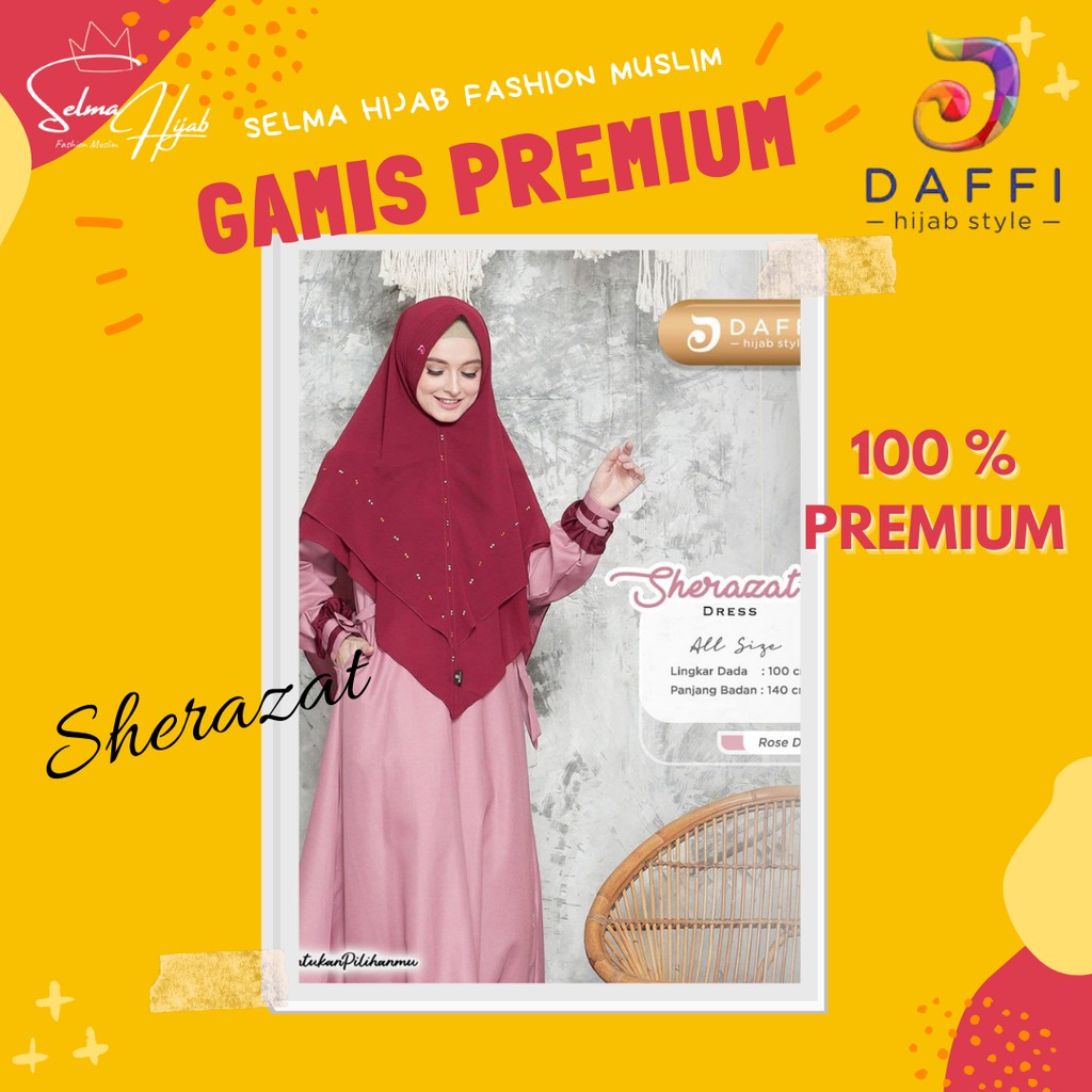 Daffi Dress Baju Gamis Elegan Wanita Cewek Sherazat Murah Premium Toyobo Fodu Original