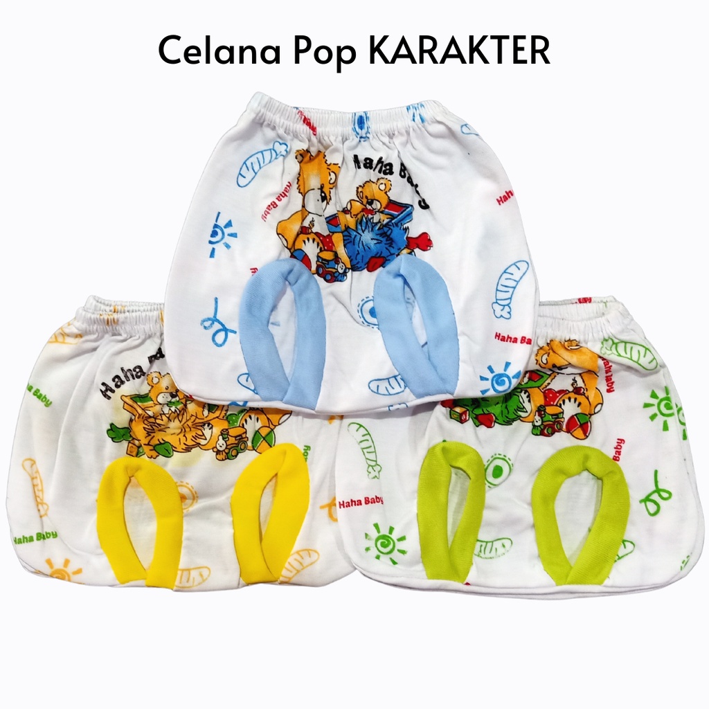 1 Pcs Celana Pop Bayi PUTIH KARAKTER Celana Kacamata Bayi Celana Baby Newborn Celana Poop Celana Kacamata Perlengkapan Bayi Baru Lahir