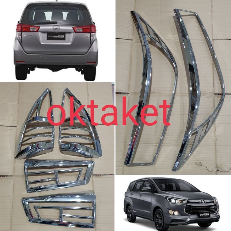 paket garnish lampu depan belakang all new Innova 2016 reborn hitam chrome