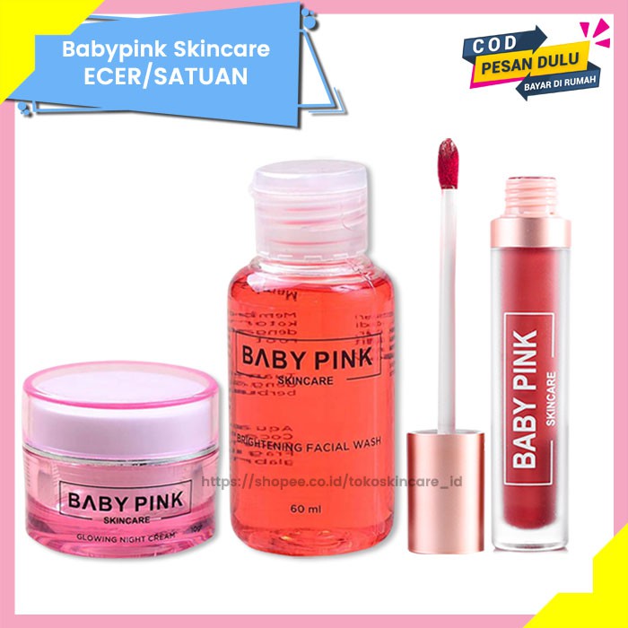 Glowing Night Cream &amp; Brightening Facial Wash &amp; Babylip Berry Addict Baby Pink Skincare OriginalBPOM